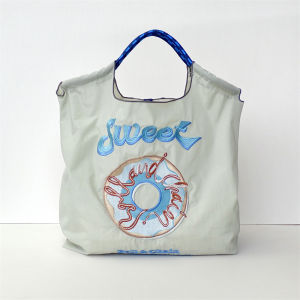 Japanese Style Niche Handmade Embroidered Tote Bag women Nylon Shopping Eco-friendly shoulder Bag