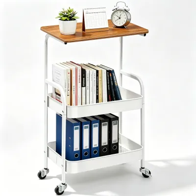 IMUTO 3-Layer Utility Trolley Cart Mobile Trolley Cart With Wheels Kitchen Organizer Rack Storage Storage Bedside Table
