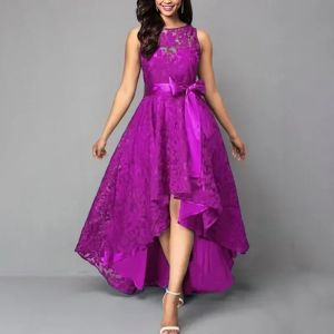 2026 Womens Wedding Bridesmaid Dress Elegant Lace Evening Sweet Party Dress Plus Size Slim High Waist Bow Maxi Dresses Female2026