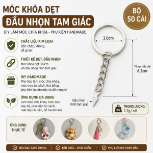 Bộ 50 Móc Khóa ẹt 30mm Đầu Nhọn Hình Tam Giác Màu Bạc IY Làm Móc Chìa Khóa Phụ Kiện Hanmae PVN101193
