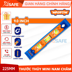 Thước thủy mini Wadfow chiều dài 225mm có nam châm hút 3 lọ nước chất liệu NHỰA PP