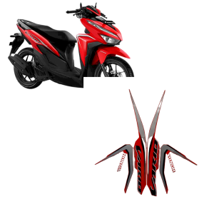 STIKER STRIPING LIS LES BODY MOTOR HONDA VARIO 125 FI TAHUN 2019 WARNA MERAH 1SET STANDAR