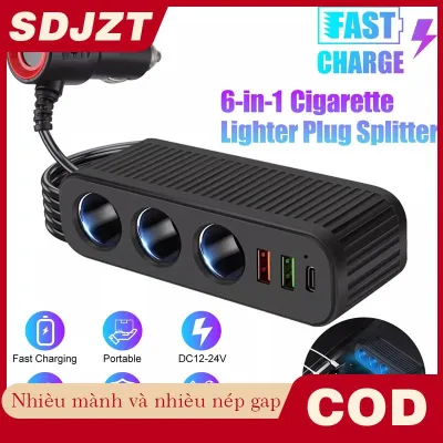 SDJZT Sạc xe hơi cho điện thoại 120W Plug and Play sạc Splitter quá tải bảo vệ sạc Adapter PD QC3.0 sạc xe hơi