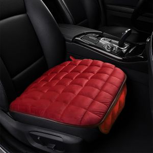 Car Seat Cushion Soft Plush Auto Seats Cover (Red)    Warm Car Seat Protector Pad with Non-Slip Bottom & Storage Pocket Car Interior Accessories for Vehicle Office Home Chair