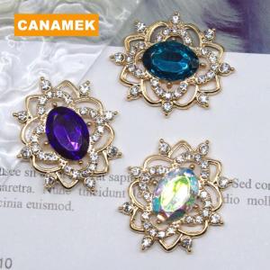 【CANAMEK】 27x31MM Oval Water Alloy Flower Plate Jewelry Accessories Diy Wedding Dress Bow Headwear Jewelry Accessories
