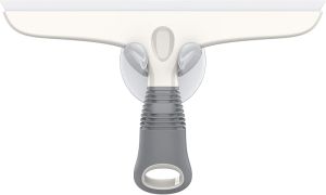 Multi-Purpose Silicon Squeegee for Window Glass Shower Door Car Windshield Heavy Duty Window Scrubber Includes Suction Hook 10 inch White & Gray 1 Pack