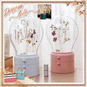 Kotak Penyimpanan Barang Kemas Dua Lapisan 360 Degree LED Light Double Layer Drawer Jewelry Storage Box Portable Jewelry Case Accessories Storage Box With/Without Light HAB048