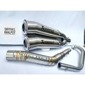 Knalpot akrapovic 2cabang megaphone untuk r15 vixion cb150r cbr150 gsx byson verza DLL