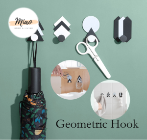 No Punching Wall Hook Wall-mounted Strong Adhesive Geometric Hooks for Hanging Clothes Behind Bathroom Door Kitchen