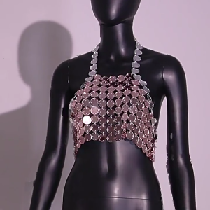 Bohemian Body Chain Sparkly Sequins Bikini Bras Chain Summer Costumes Body Accessorie for Women and Girls