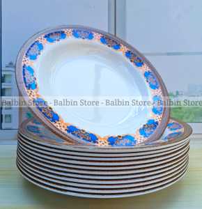 12 PCS PIRING MELAMINE BESAR 9.INC | 23 CM MOTIF BATIK LIST EMAS TERBARU KUALITAS SNI FOOD GRADE