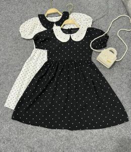Jimmedy.id - Dress Anak Perempuan Polkadot Bahan Woolpeach Untuk Anak Usia 3-9 Tahun