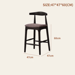 เก้าอี้บาร์ไม้แอชสไตล์นอร์ดิก BUNISE BS3 - เก้าอี้สูงไม้เนื้อแข็งดีไซน์มินิมอลพร้อมพนักพิง สำหรับบ้านและบาร์