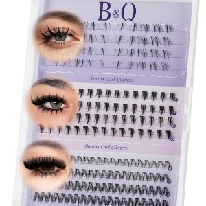 B&Q Bottom Lashes Clusters 3 Styles Spikes and Bottom Lash Clusters 180PCS Bottom Eyelashes Natural Manga & Dramatic Bottom Lashes Individual Invisible Band 6-8MIX with Bottoms for Under Eye Makeup
