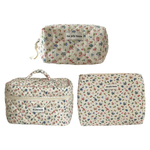 Portable Cosmetic Bag With Flower Decoration Large Capacity Elegant Makeup Bags Storage Pouch For Travel And Daily Use