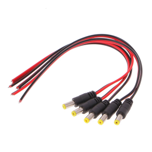 5 Pcs 5.5x2.1mm Male for DC Power Plug Connector CCTV PSU Pigtail Cable Jack 12V