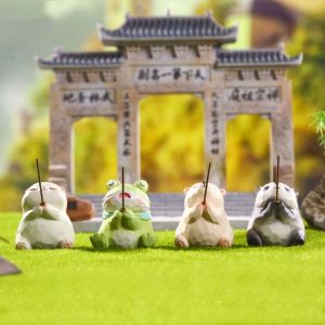 UMBRAULI Resin Panda Statue Cartoon Cute Miniatures Figurine Lucky Ornaments Funny Incense Burner Holder Fragrant Insertion