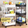 3 Tier Trolley Cart Organizer Heavy Duty Rolling Utility Cart with Wheels and Handle. 