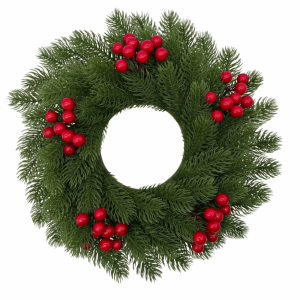 KAKA Red Berries Artificial Christmas Wreath Green Leaves Ordinary Leaf Door Hanging Christmas Wreath Holiday Decor Simulation Deco Christmas Wreath Home Decoration