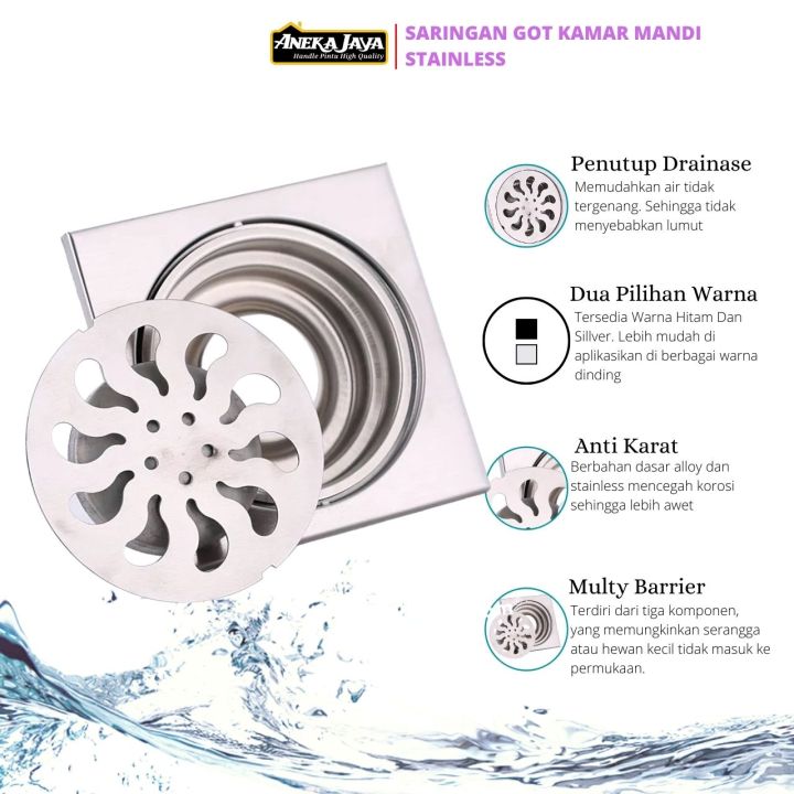 Saringan Got Kamar Mandi Floor Drain Stainlees Pembuangan Air Kamar
