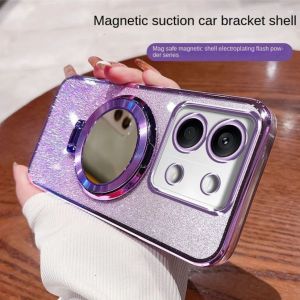 Case Vivo Y28 Y18 Y27 Y27s Y17s Y03 Y100 4G 5G Luxury Gliter Premium TPU Ring Holder Mirror