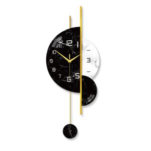 【Soft Lip Shop】 Modern Minimalist Home Decoration Marble Wall Clock Nordic Fashion Personality Art Watch TV Background Creative Wall Mounted Clock