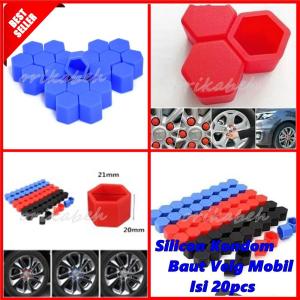 Tutup Baut Velg Mobil HITAM Cover Lugnut Variasi Ukuran 19 21mm Isi 20pcs Bahan Karet Tebal Presisi