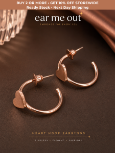 [SG] Rose Gold Heart Earrings | Minimal Heart Charm | Cute Everyday Earrings | Korean Style | ear me out (EMO-82)