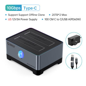 ORICO RGB HDD Docking Station Type-C Aluminum 2.5/3.5 Inch HDD Case RGB Cyberpunk Design 10Gbps Fast Speed Hard Disk Bay for PC（Y20 SSD）