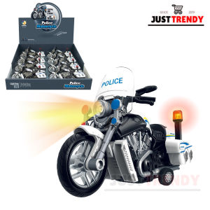 Pull Back Police Motorcycle Toy for Kids - Tiny Gift with Music and Light (1 piece)
