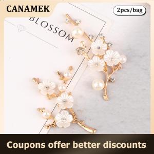 【 CANAMEK 】 2Pcs Alloy Branch Flower Accessories Antiquity Hairpin Clothing Hair Accessories DIY Material