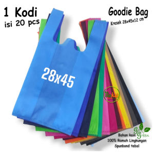 1 Kodi Isi 20 pcs Tas Kain SpunBond Polos Uk. 28x45x12 cm Model Kresek Untuk Kantong Belanja Serbaguna Sembako Laundry Bingkisan Souvenir Ulang tahun Besek Hajatan Tasyakuran Nasi Kotak | Besar Jumbo Shopping Goodie Tote Bag Tali Murah Grosir Ramah