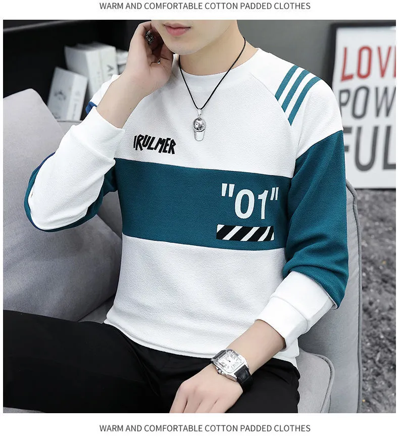 Men's T-shirt Autumn 2021 New Sweater Korean Fashion Round Neck