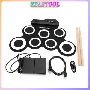 Electronic Drum Set USB Roll up Silicone Drum Pad Digital Foldable Electric Portable Compact Set