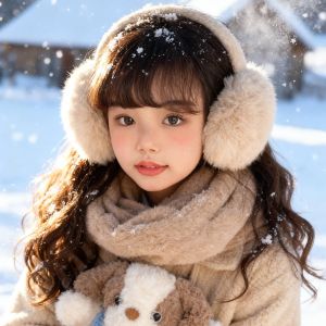 FERAB Cartoon Winter Plush Earmuffs Windproof Thicken Foldable Ear Cover Comfortable Keep Warm Childrens Ear Warmers Boys/girls
