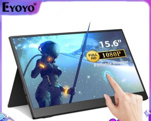 Eyoyo Portable Monitor 15.6 inch FHD 1080P Touchscreen Monitor USB-C HDMI Gaming Monitor with Smart Cover & Speakers External Monitor for Laptop PC Phone Xbox PS4
