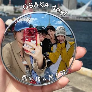 SG [In Stock] Reflective Travel Selfie Mirror Reflective Handheld Compact Round Mirror Travel Convex Mirror 9.5 cm