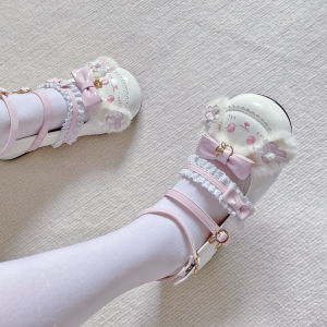 Free Shipping Cute Lolita-Style Single Shoes With A Low Heel Round Toe And Bow Detail Original And Authentic Perfect For Lolita And JK Student Outfits