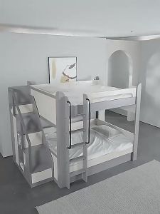 Childrens Bed Frame Upper and Lower Bunk Bed Height-Adjustable Bed Small Apartment Pneumatic Storage Bed Ladder Cabinet Solid Wood Bunk Bed