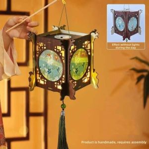 SWEET TIM lantern chinese灯笼 traditional 中秋节灯笼 Glowing Retro Lantern DIY Handmade Traditional Mid Autumn Craft Handheld Castle Toy Creative Wooden Lamp Kit Kids