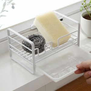 Kitchen Sponge Rack Steel Ball Soap Drain Dish Cloth Sink Wrought Iron Storage Rack