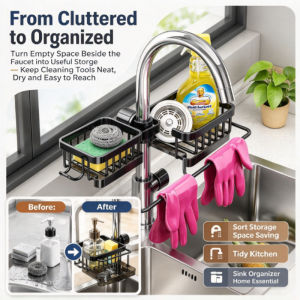 Kitchen Sink Caddy Faucet Storage Rack Kitchen Sink Organizer Durable Drainage Design Space Saving Kitchen Accessories