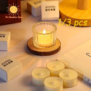 1/3pcs Transparent Glass Candle Holder Romantic Christmas Holiday Gift Ribbed Party Decoration