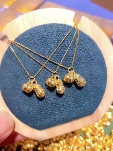 Pure gold 999 Good Persimmon Peanut Pendant  3D Hard Pure Gold Good Things Happen Clavicle Chain Gold Persimmon Peanut Drainage