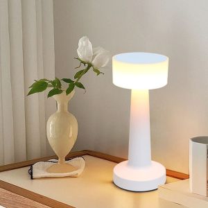 ZHAOCAIMAO ไร้สาย โคมไฟตั้งโต๊ะสไตล์เรโทร หรี่แสงได้ สร้างสรรค์ โคมไฟตั้งโต๊ะแบบชาร์จไฟได้ ประหยัดพลังงาน ไฟ LED ไฟกลางคืนโลหะ แสงสว่างในห้องนอน