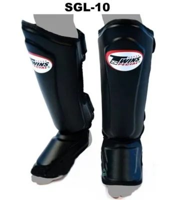 Twins special shin guards SGL-10 Black Genuine ( SMLXL) Training MMA K1 สนับแข้งทวินส์ สเปเชี่ยล ทำจากหนังแท้