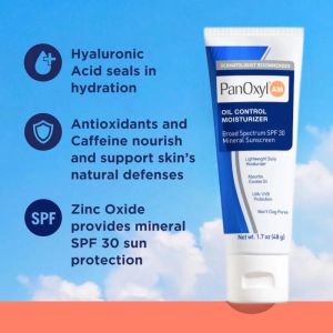 PanOxyl AM Oil Control Moisturizer with Mineral Sunscreen For Acne Prone Skin and Oily Skin 48g