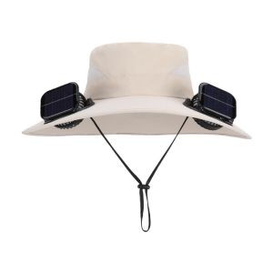 MILDGLOW Solar Charging Solar Fan Hat Anti UV Rechargeable Fisherman Hat Outdoor with 2 Fan Fishing Hat for Men