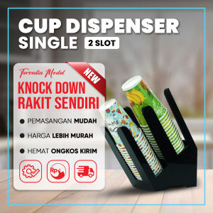Rak Cup Holder / Rak Paper Cup Akrilik Single Bar 2 Slot