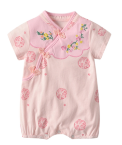 ชุดหมีตรุษจีนชุดกี่เพ้าสีชมพูสําหรับเด็กผู้หญิงชุดเสื้อผ้าวันตรุษจีน